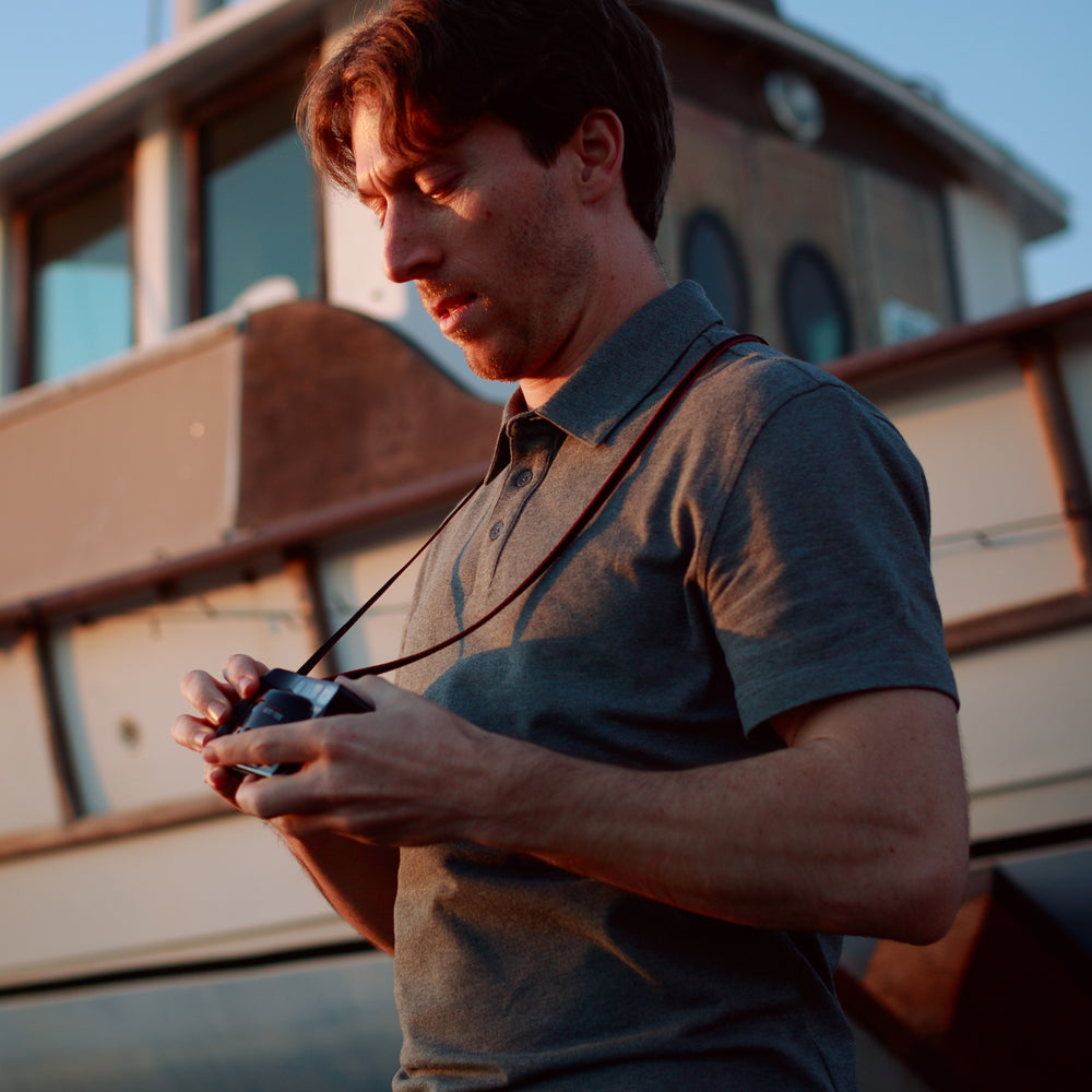 Tour Polo in Heather Granite from Myles Apparel