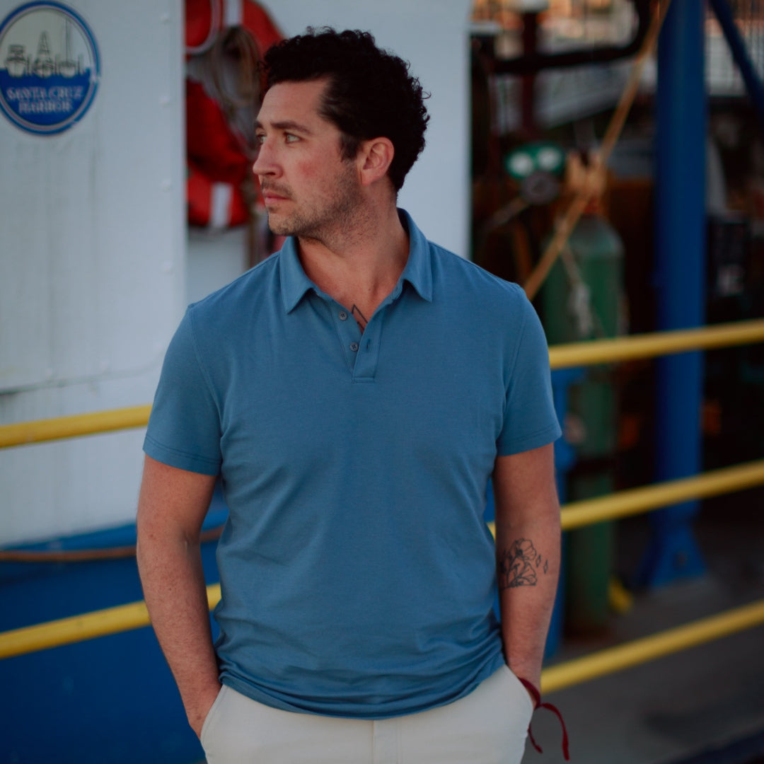 Myles Apparel Tour Polo in Vintage Blue