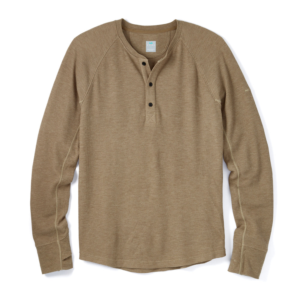 Weekend Thermal Henley in Dark Khaki from Myles Apparel