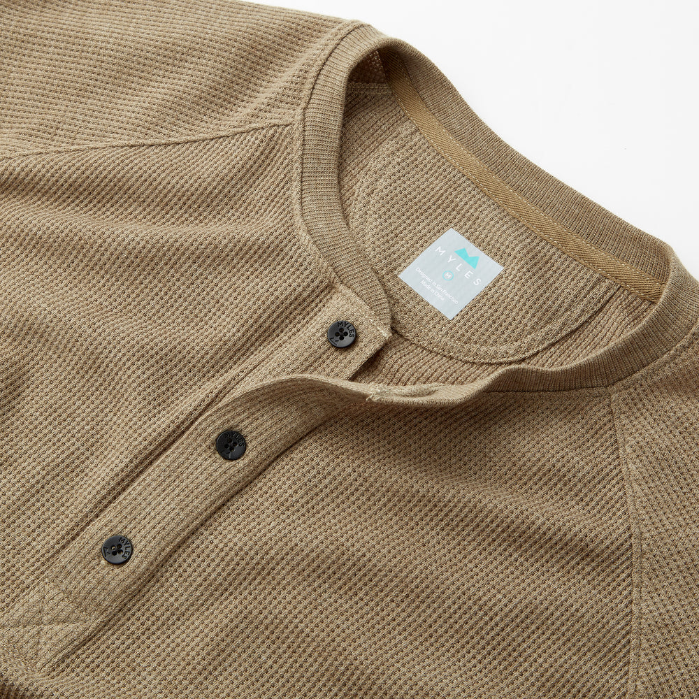 Weekend Thermal Henley in Dark Khaki from Myles Apparel