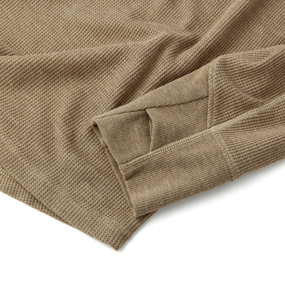 Weekend Thermal Henley in Dark Khaki from Myles Apparel